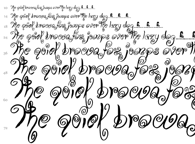 Swirly Shirley font waterfall